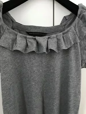 Marc By Marc Jacobs Net A Porter Designer Grey Ruffle Soft Cotton T Shirt Top XS • £34