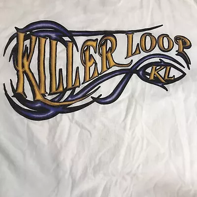 Vtg Killer Loop Single Stitch T Shirt White Big Print Sz M  Tennessee River Tag • $24.99