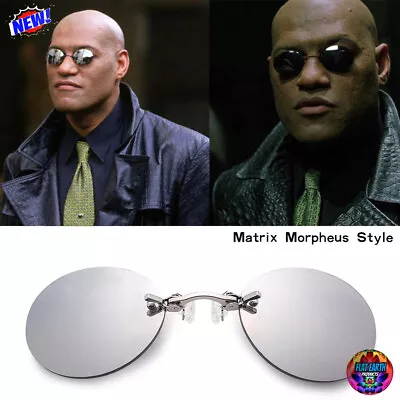 Clip On Nose Round Rimless Morpheus Sunglasses Matrix Men Oval Glasses 1990’s HQ • $18.95