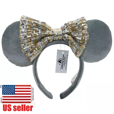 Gold Sequin Disneyland Party Headband For Women Girls Gray Mouse Ears Hairband • $17.46