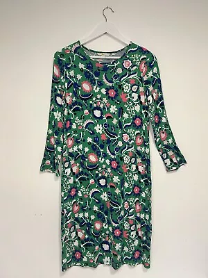 Boden Green Floral Jersey Tunic Dress Size 10R  - 70’s Style Viscose • £17.95