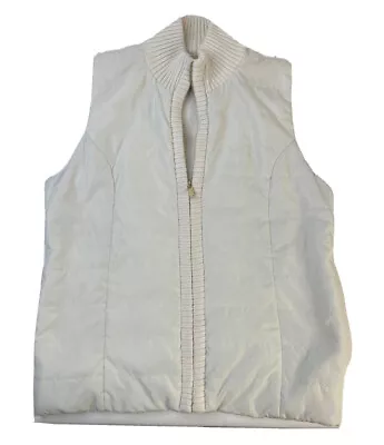 Michael Kors Womens Medium Soft Shell Knit Zip Sweater Vest Jacket Ivory • $31.14