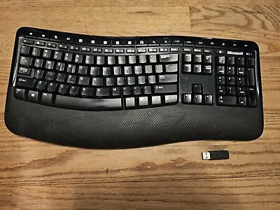 Microsoft WIRELESS COMFORT Keyboard 5000 W/ USB Dongle/Receiver 1394 WORKS -READ • $52.95