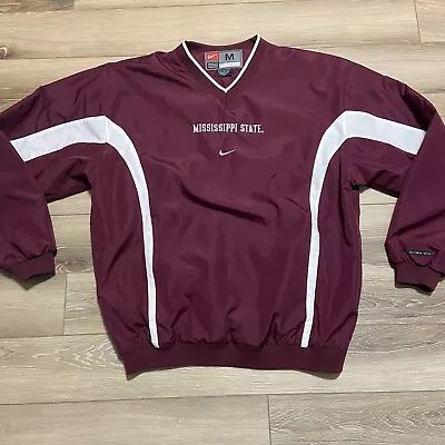 Vintage Nike Mississippi State Jacket Mens Size Medium Burgundy Pullover Swoosh • $27