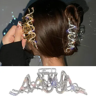 £4.20 • Buy Hair Clips Womens Strong Large Traditional Clip Clamp Metal Rhinestone Grip Claw