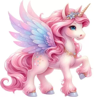 Pink Fairy Unicorn Wall Art Bedroom Colourful Nursery Decor Vinyl Sticker Decal • £3.99