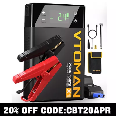 VTOMAN X1 Jump Starter Air Compressor 2500A Portable Battery Booster Car Battery • $141.55