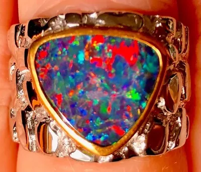 RARE 7.5 Men's Ring Handsome Command Big Black Opal New $1k SEE VIDEO • $499