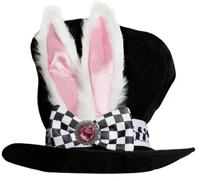 Alice In Wonderland White Rabbit Style Top Hat With Pink Jewel Madhatter • $17.95