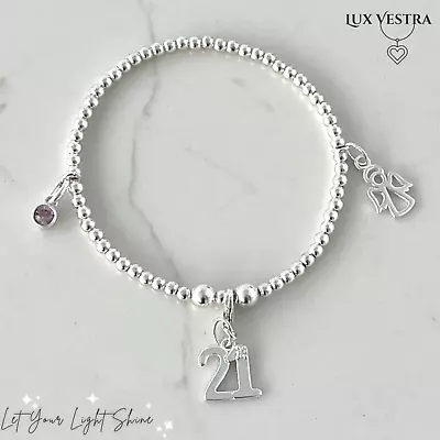 Sterling Silver 21st Birthday Gift 21st Birthstone And Angel Charm Bracelet • £28.50