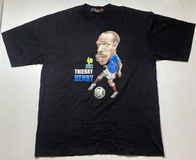 Thierry Henry FRANCE World Cup 2006 Caricature Cartoon Cotton Shirt Men SIZE XL • £35