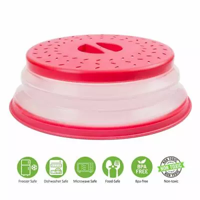 Silicone Folding Collapsible Microwave Cover Splatter Screen Red USA Seller • $8.99