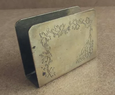 £5 • Buy Vintage Brass Engraved Matchbox Holder, Floral Motif