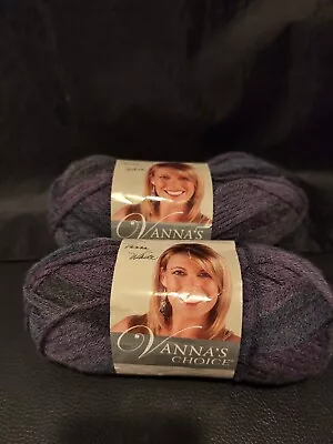 Lot Of 2 Lion Brand Vanna's Choice Yarn Purple Print 202 Acrylic Med 4 Worsted • $13.99