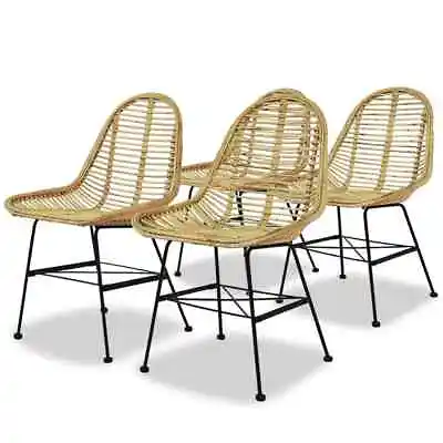 $576.99 • Buy Dining Chairs 4 Pcs Natural Rattan VidaXL