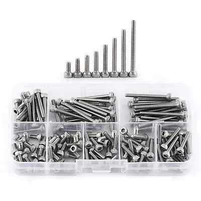 160pcs M3 SS304 Stainless Steel Metric Thread Hex Socket Cap Head Screws Bolts • $12.33