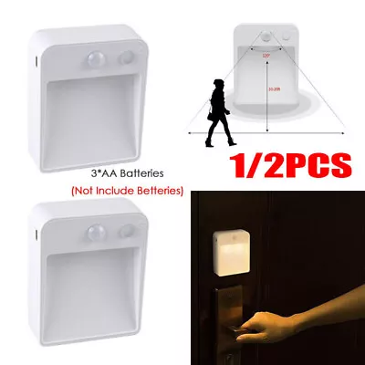 1/2PCS Motion PIR Sensor Night Light Stair Wall Battery Operated Step Lamp LED • £11.69