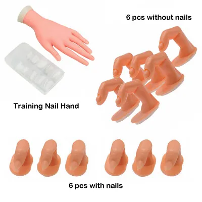 Practice Nail Art Trainer Training Hand & Fake Fingers Acrylic Gel False Tip Kit • £6.49