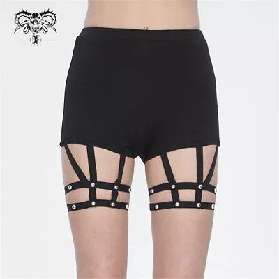 Devil Fashion Women Black Slim Fit Shorts Elastic Leg Loop Garter Hot Pants • $33.50