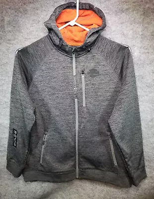 Harley Davidson Motorcycle Hooded Jacket Men XL Gray Full Zip Pocket Reflective • $39.99