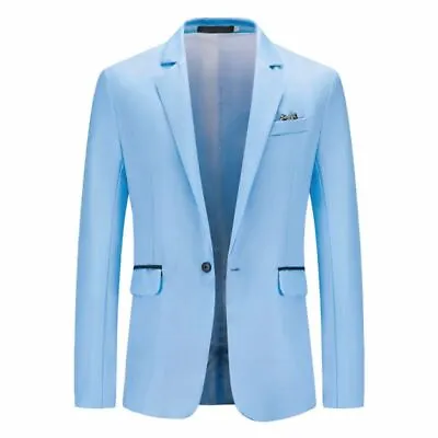 Mens Formal Blazer Jacket Business Wedding Party One Button Smart Suit Coat Tops • £16.39