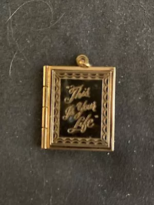 Vintage 1950s Gold Tone This Is Your Life Photo Book Locket Pendant Pictures • $25