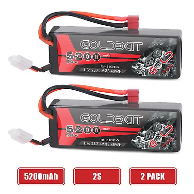 $32.54 • Buy 2pcs 5200mAh 50C 7.4V LiPo Battery 2S Deans Plug Hardcase For RC Car Truck Boat