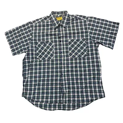 Follie Check Shirt Plaid Patterned Short Sleeve Green Mens XL • £11.99