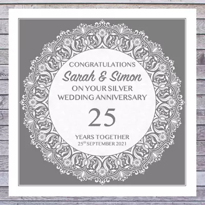 PERSONALISED 25th SILVER WEDDING ANNIVERSARY CARDS • £3
