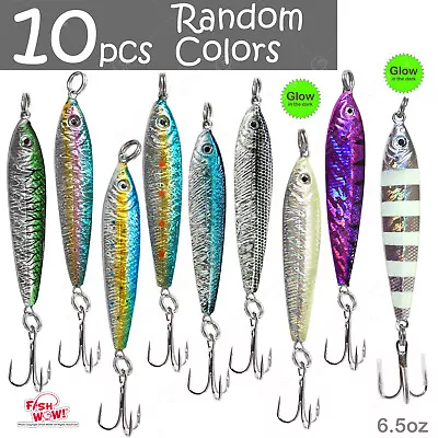 10pcs 6.5oz Fishing Mega Metal Bait Trolling Live Jig Luna Lure Mix Random Color • $79.88