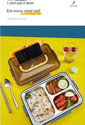 £10.99 • Buy Lunch Box With Compartments, Bento Box, Kids Lunchbox, Metal Lunch Box, Eco Safe