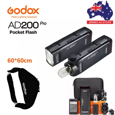 GODOX AD200pro 2.4G TTL 1/8000 HSS Speedlite Flash +60x60cm Softbox Foldable KIT • $495