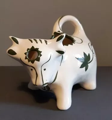 A Fabulous & Extremely Rare Vintage Green & White Cow Creamer With Floral Detail • £20