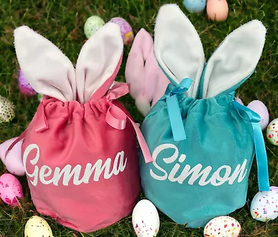 Personalised Velveteen Easter Bunny Easter Egg Bag / Pouch - 1pc Unfilled • $7.95