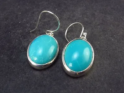 Nice Natural Turquoise Sterling Silver Dangle Earrings From Mexico - 6.0 Grams • $89.99