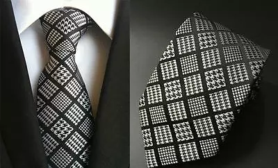 Tie Grey And Black Patterned Handmade Mens Wedding Formal Necktie • £8.95