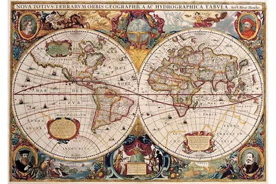 World Map 17th Century Antique Vintage Art Print Poster 12x18 • $10.98