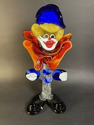 VTG Murano Italian  Clown Hand Blown Art Glass Figurine Sculpture 8.5” Tall • $40.80