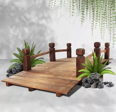 Garden Decor Outdoor Ornament Wooden Bridge 160cm Weatherproof Fir Wood Bridge • $158.95