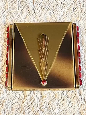 Vtg C1920 Art Deco Marathon/Shields KLIX Ladies Vanity Mirror Makeup Compact • $55