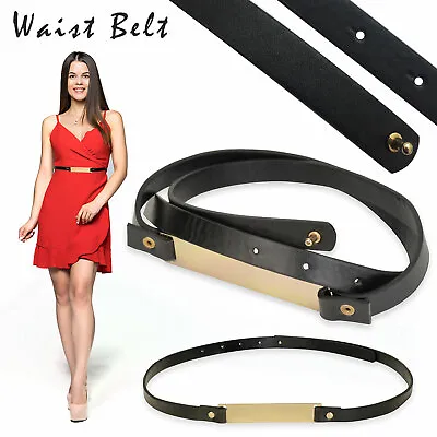 OBI Band Ladies Women Belt Fashion Skinny Thin PU Leather Adjustable Waist Belts • £2.99