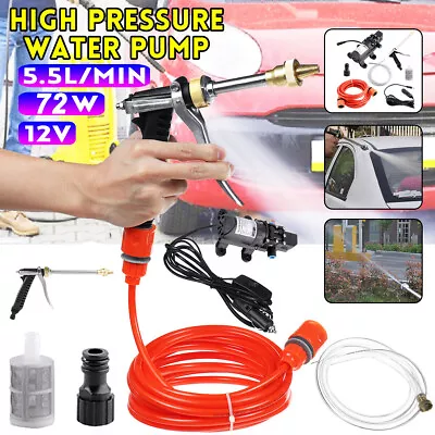 12V Portable High Pressure Car Washer Water Pump Jet Wash Cleaner Hose Van Kit • £18.90