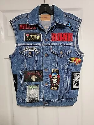 Vintage Levi's Denim Vest Men's Sz S Blue Patch Metallica Rush Jane's Addiction • $250