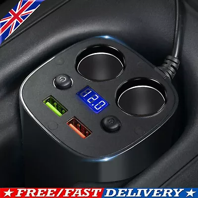 2 USB Multi Car Cigarette Lighter Socket Splitter Dual Charger Power Adapter 12V • £9.89