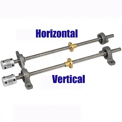 T8 Lead Screw Lead Horizontal Vertical Rod & Brass Nut Shaft Coupling 100-350mm • $12.76