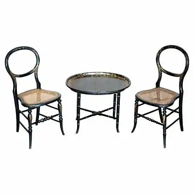 £2500 • Buy Pair Of Antique Regency Berger Mother Of Pearl Side Occasional Chairs & Table