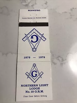 Masonic Northern Light Lodge No 10 GRM Matchbook Cover Temple Winnipeg • $5.89