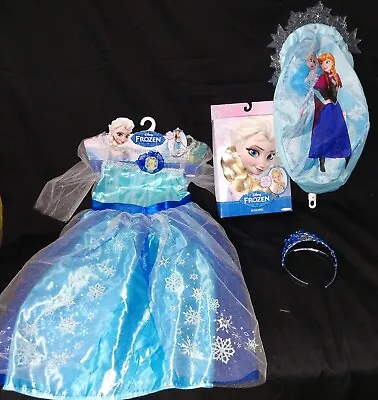 Elsa Frozen Deluxe Halloween Costume W/Wig Candy Wand & Tiara Girls Size 4-6X • $21