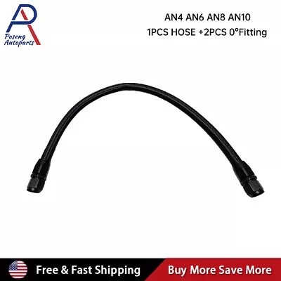 Black Fuel Hose Oil Fuel Gas Line AN6-AN8-AN10 Nylon Braided Stainless Steel • $16.99