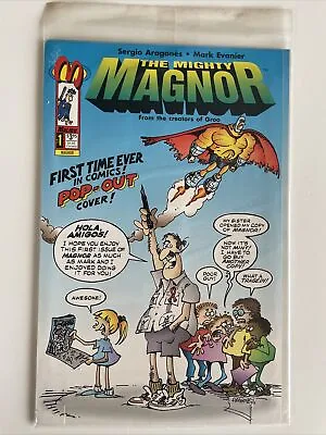 THE MIGHTY MAGNOR #1 1993 WITH POP-UP COVER  Serfio Aragones MALIBU • $1.99